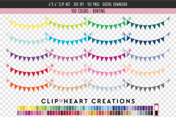 Bunting Clip Art: 100 Colors for Every Project