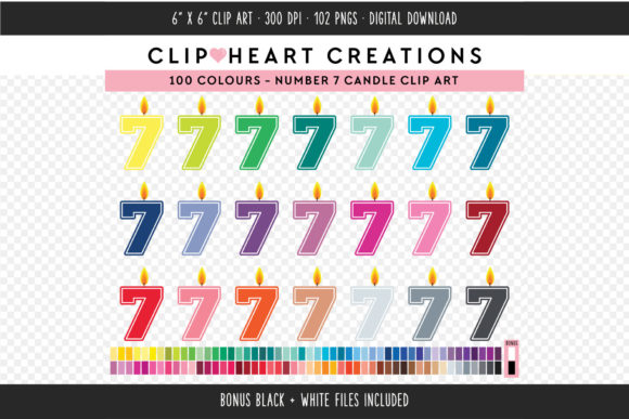 Elevate Designs with Number 7 Candle Clipart
