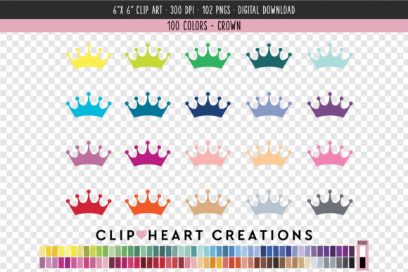 Elevate Your Creative Projects with Crown Clip Art - 100 Colors