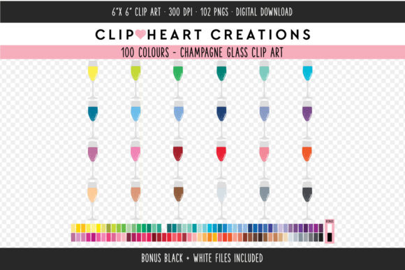 Elevating Designs with 100-Color Prosecco Glass Clip Art