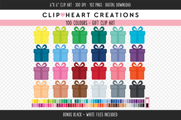Elevating Visual Identity: The Strategic Impact of the Gift Clip Art - 100 Colors Collection
