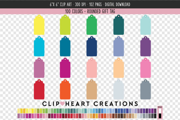 Evaluating the Gift Tag Clip Art - 100 Colors Collection for Creative Projects