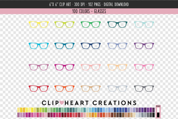 Evaluating the Glasses Clip Art - 100 Colors Collection for Creative Projects