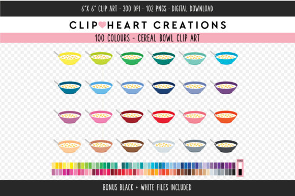 Evaluating the Versatility of Cereal Bowl Clip Art - 100 Colors