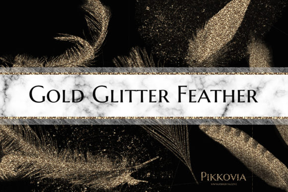 Gold Glitter Feather Elements: Sparkle for Your Designs