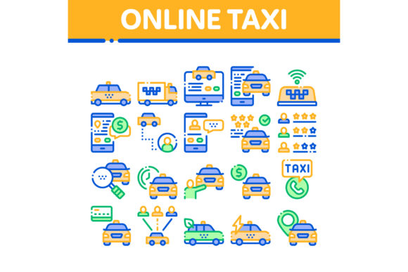 Mastering the Online Taxi Collection Elements Icons Set Vector for Professional Design
