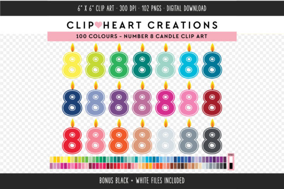 Number 8 Birthday Candle Clipart for Creative Projects