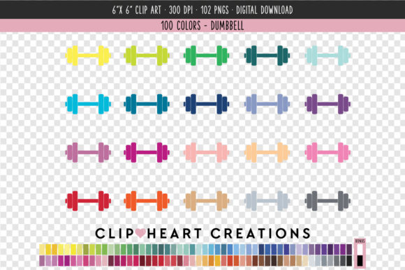 Strategic Visual Assets: Leveraging Dumbbell Clip Art - 100 Colors for Brand Consistency