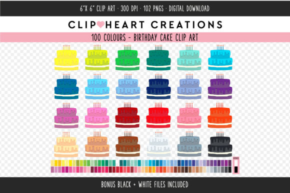 Strategic Visual Planning with Birthday Cake Clip Art - 100 Colors