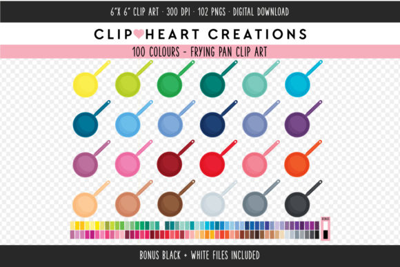 Unlock Creativity with 100 Colors of Frying Pan Clip Art