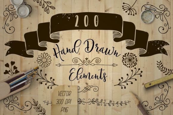 Unlocking Creativity with 200 Decorative Elements, Speech Bubbles, and Rustic Doodles for Every Project