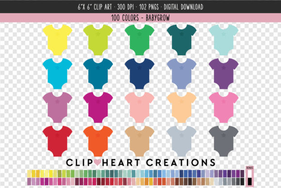 Versatile Babygrow Clip Art in 100 Vibrant Colors