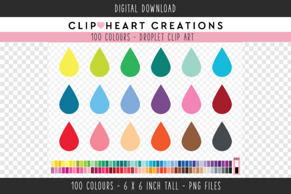 Vibrant Droplet Clip Art: 100 Colors for Every Project